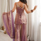 Rajwada Mauve Pink Silk Blend Embellished Kurta Set For Women