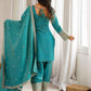 Rajwada Teal Blue Silk Blend Embellished Kurta Set For Women