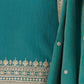 Rajwada Teal Blue Silk Blend Embellished Kurta Set For Women