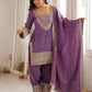 Rajwada Purple Silk Blend Embellished Kurta Set For Women