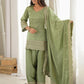 Rajwada Pista Green Silk Blend Embellished Kurta Set For Women
