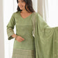 Rajwada Pista Green Silk Blend Embellished Kurta Set For Women