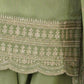 Rajwada Pista Green Silk Blend Embellished Kurta Set For Women