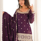 Rajwada Dark Purple Silk Blend Embellished Kurta Set For Women