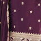 Rajwada Dark Purple Silk Blend Embellished Kurta Set For Women