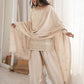 Rajwada Cream Silk Blend Embellished Kurta Set For Women