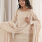 Rajwada Cream Silk Blend Embellished Kurta Set For Women