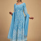 Rajwada Women Blue Georgette Embroidered Stitched Kurta Set
