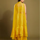 Rajwada - Yellow Embroidered Organza Stitched Indo Western Set