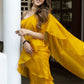Rajwada Mustard Organza Solid Saree with Stitched Blouse for Women