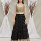 Rajwada Black And Gold Sequins Embroidered Semi Stitched Lehenga With Unstitched Blouse  For Women