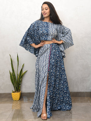 Rajwada Blue Cotton Printed Stitched Co Ord Set For Women