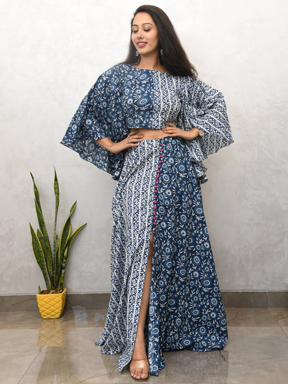 Rajwada Blue Cotton Printed Stitched Co Ord Set For Women