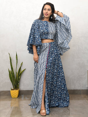 Rajwada Blue Cotton Printed Stitched Co Ord Set For Women