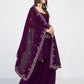 Violet Georgette Embroidered Stitched Kurta Set