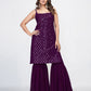 Violet Georgette Embroidered Stitched Kurta Set