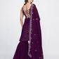 Violet Georgette Embroidered Stitched Kurta Set