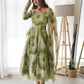 Rajwada Women Green Organza Printed Stitched Kurta With Dupatta