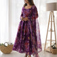 Rajwada Women Purple Printed Organza Stitched Kurta With Dupatta