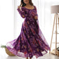 Rajwada Women Purple Printed Organza Stitched Kurta With Dupatta