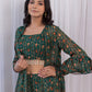 Rajwada Green Georgette Co-Ord Set With Shrug For Women