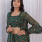 Rajwada Green Georgette Co-Ord Set With Shrug For Women