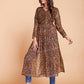 Rajwada Women Brown Faux Georgette Stitched Kurta