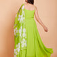 Green Faux Georgette Solid Stitched Gown