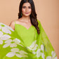 Green Faux Georgette Solid Stitched Gown