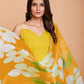 Yellow Faux Georgette Solid Stitched Gown