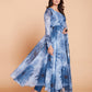 Blue Faux Georgette Printed Stitched Kurta Set