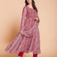 Maroon Faux Georgette Printed Stitched Kurta Set