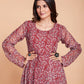 Maroon Faux Georgette Printed Stitched Kurta Set
