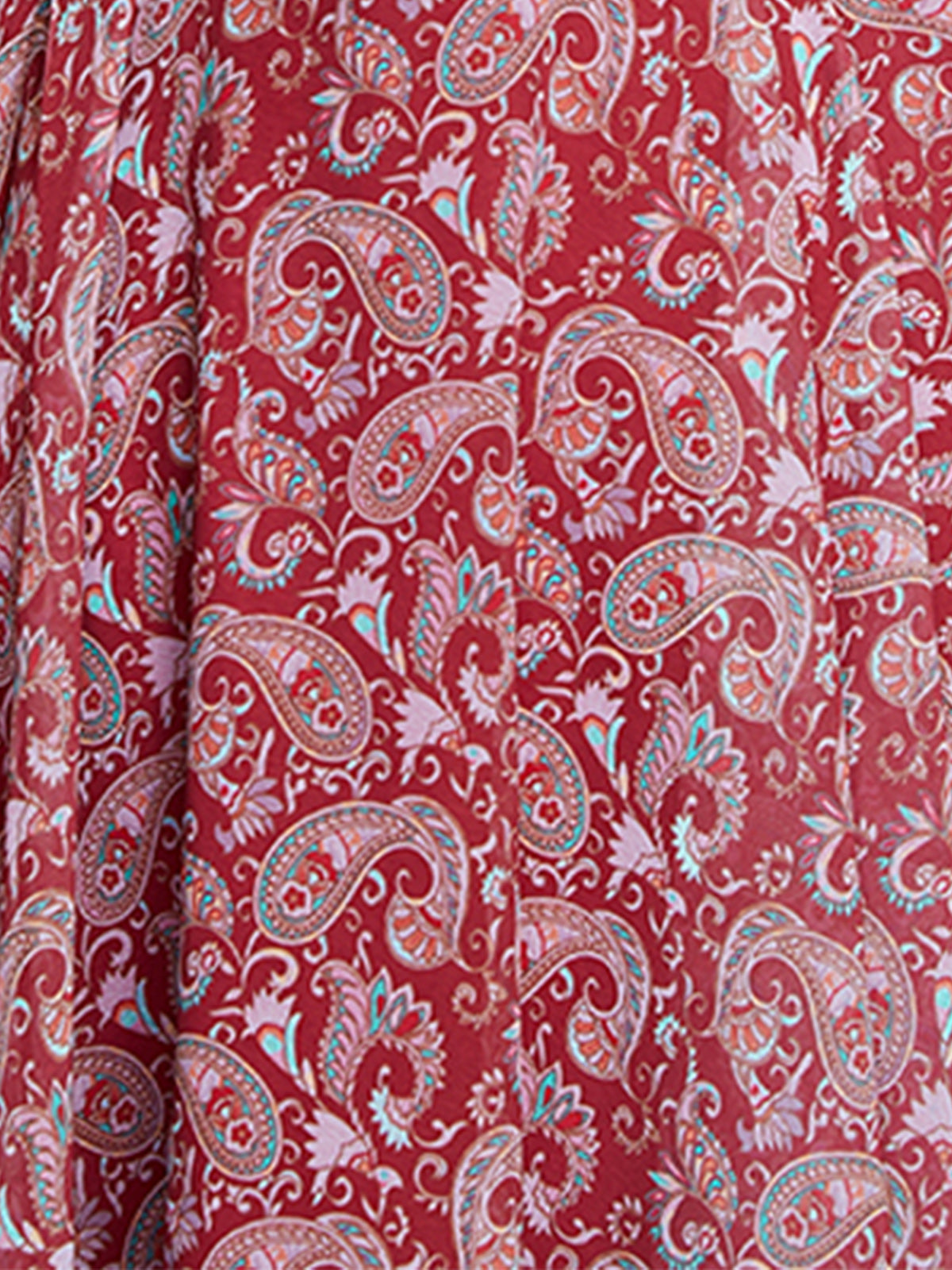 Maroon Faux Georgette Printed Stitched Kurta Set