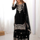 Rajwada Black Georgette Embroidered Stitched Kurta Set For Women