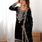 Rajwada Black Georgette Embroidered Stitched Kurta Set For Women
