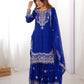 Rajwada Blue Georgette Embroidered Stitched Kurta Set For Women
