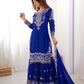 Rajwada Blue Georgette Embroidered Stitched Kurta Set For Women