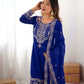 Rajwada Blue Georgette Embroidered Stitched Kurta Set For Women