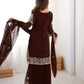 Rajwada Brown Georgette Embroidered Stitched Kurta Set For Women