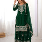 Rajwada Dark Green Georgette Embroidered Stitched Kurta Set For Women