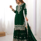 Rajwada Dark Green Georgette Embroidered Stitched Kurta Set For Women