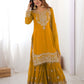 Rajwada Mustard Georgette Embroidered Stitched Kurta Set For Women