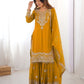 Rajwada Mustard Georgette Embroidered Stitched Kurta Set For Women