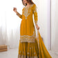 Rajwada Mustard Georgette Embroidered Stitched Kurta Set For Women
