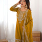 Rajwada Mustard Georgette Embroidered Stitched Kurta Set For Women