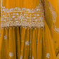 Rajwada Mustard Georgette Embroidered Stitched Kurta Set For Women