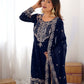 Rajwada Navy Blue Georgette Embroidered Stitched Kurta Set For Women