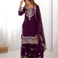 Rajwada Wine Georgette Embroidered Stitched Kurta Set For Women