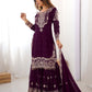 Rajwada Wine Georgette Embroidered Stitched Kurta Set For Women